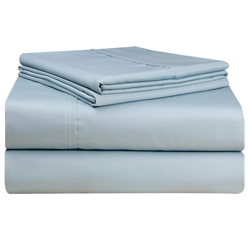 Pointehaven 500 Thread Count Long Staple Cotton Extra Deep Pocket Bed Sheet Set - King - Blue