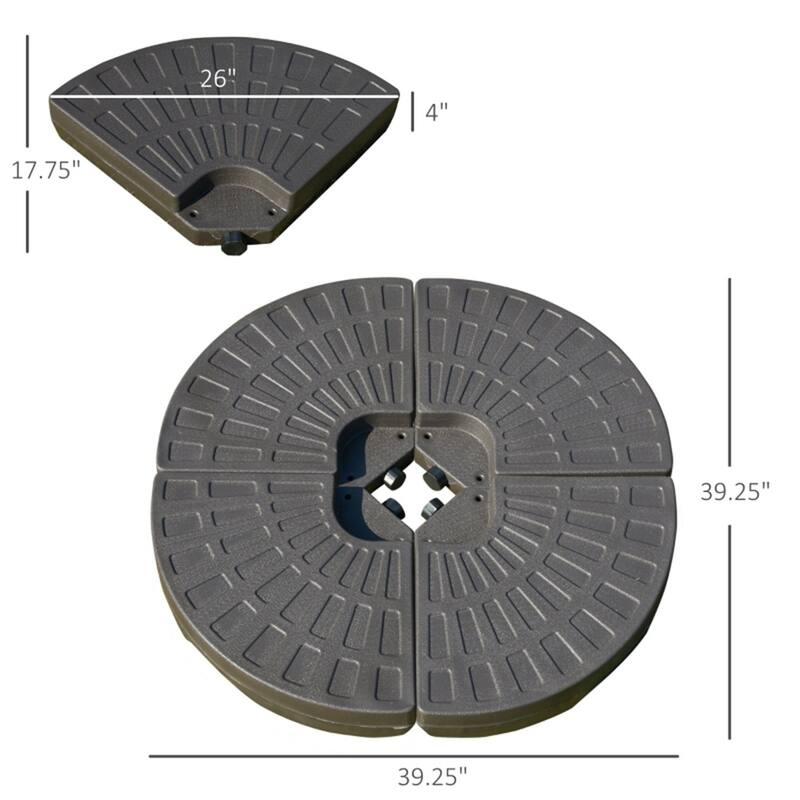 HDPE Cantilever Umbrella Weight Plates Set for Banana and Small Roman Umbrellas Water or Sand Fillable