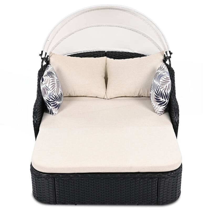 Outdoor Sunbed with Adjustable Canopy
