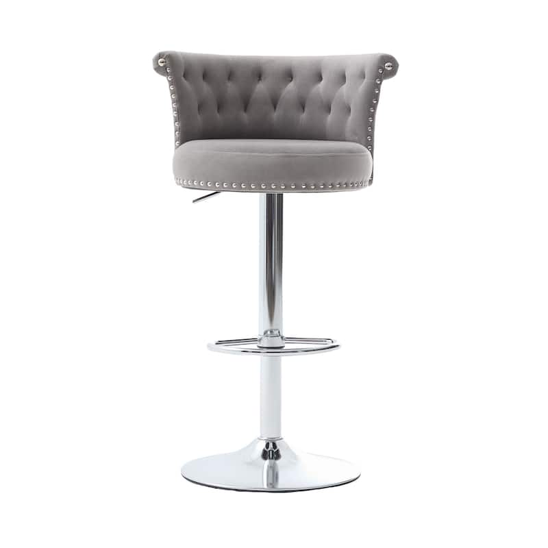 Adjustable Swivel Bar Stools with Silver Plated Metal Leg