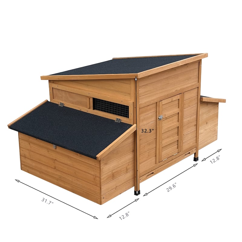 Chicken Coop, 55" Large Wooden Chicken Hutch with 6 Nesting Boxes, Outdoor Hen House Chicken Cage