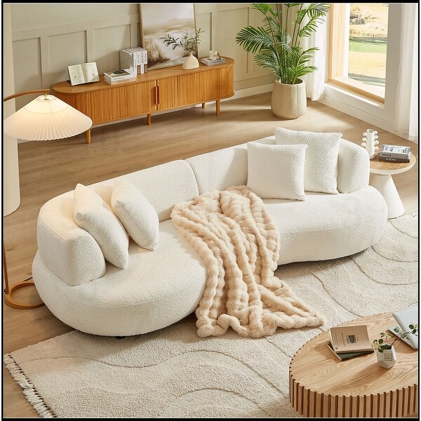 102.36 inch 4-Seat Sofa Boucle Fabric Sectional Curved Sofa Couch