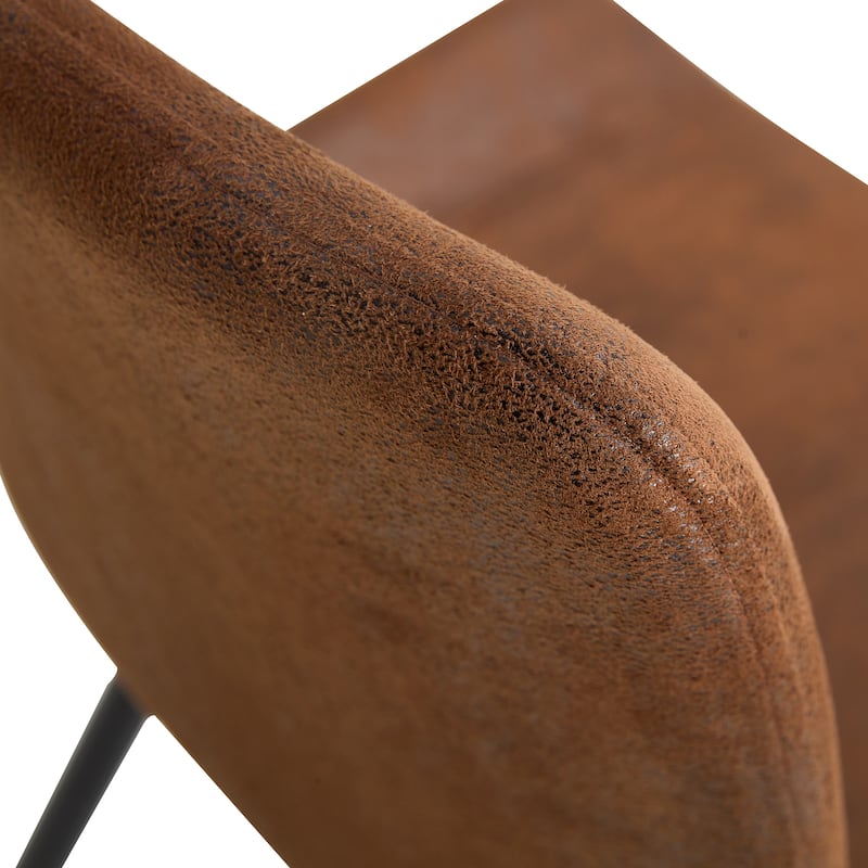 Suede Dining Chair with Curved Widened Cushion, Black Metal Legs, Armless Side Chair for Dining Room, Kitchens, Office