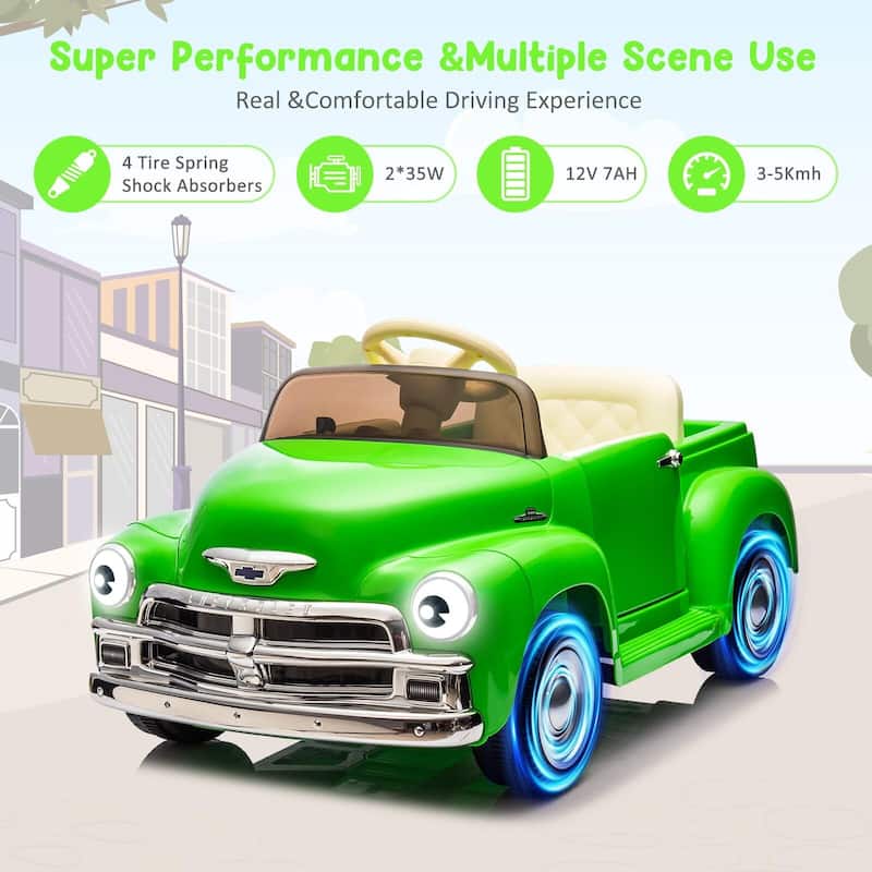 12V Kids Ride On Car, Licensed Chevrolet 3100 Pickup Battery Powered Electric Vehicle