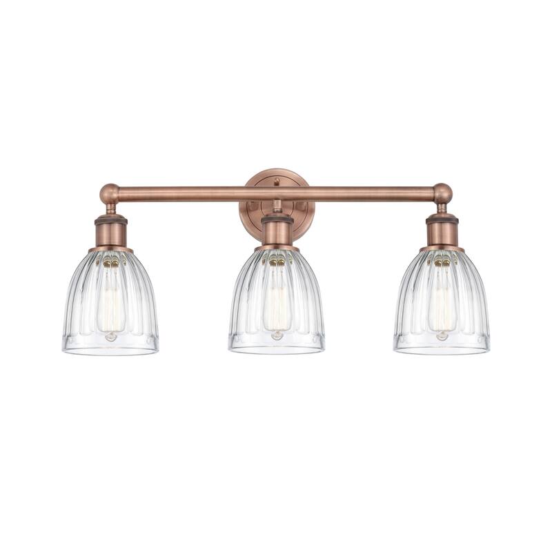 Innovations Lighting 616-3W-12-24 Brookfield Vanity Brookfield 3 Light - Antique Copper / Clear