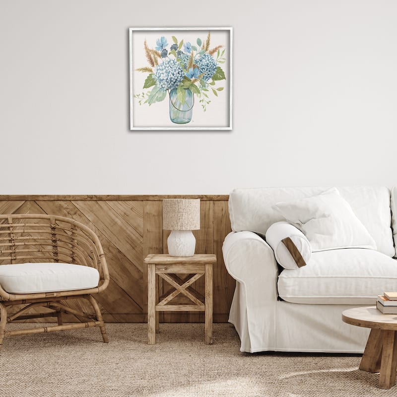Stupell Hydrangea in Mason Jar Framed Giclee Art Design By Nan