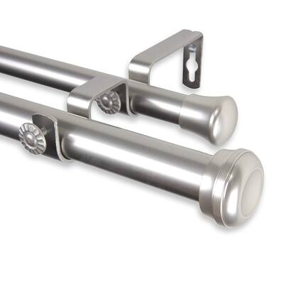 Rosen 1" Double Curtain Rod - 120-170" - Satin Nickel Finish - 170