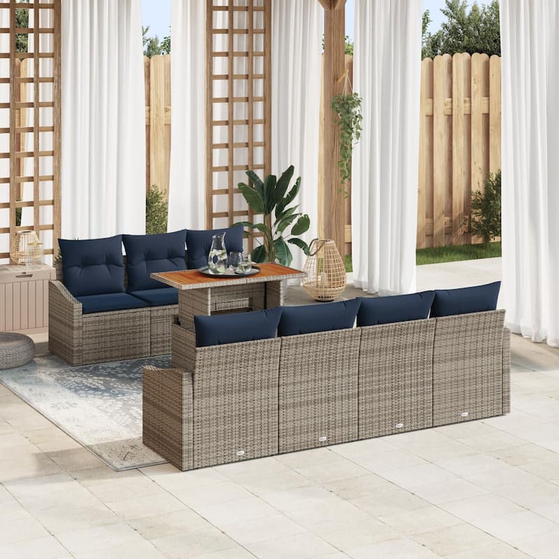 vidaXL 8 Piece Garden Sofa Set with Cushions - 91.7×24.4×27.2 - Grey