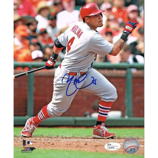 Yadier Molina Autographed Signed Baseball 8x10 Photo JSA COA - 8'6" x 11'6"