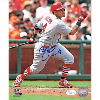 Yadier Molina Autographed Signed Baseball 8x10 Photo JSA COA - 8'6" x 11'6"