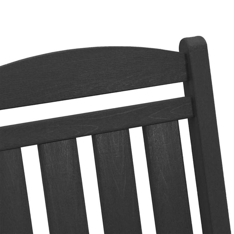vidaXL Garden Rocking Chair Black 70 x 92 x 108cm HDPE - 27.6 x 36.2 x 42.5 in