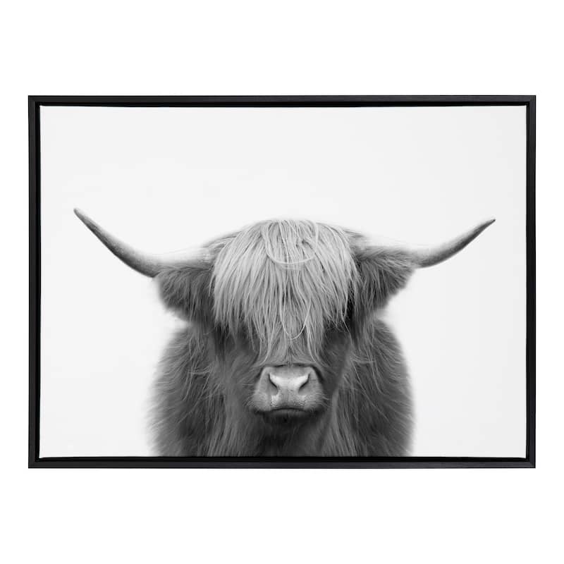 Kate and Laurel Sylvie Cow Framed Canvas by The Creative Bunch Studio