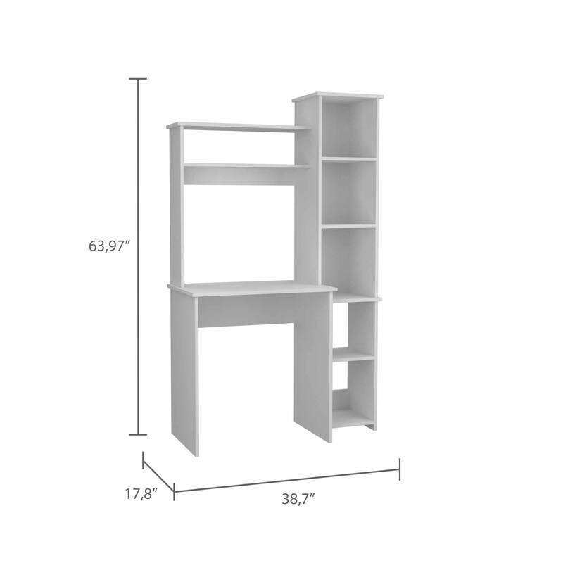 Marston 6-Shelf Writing Desk with Built-in Bookcase
