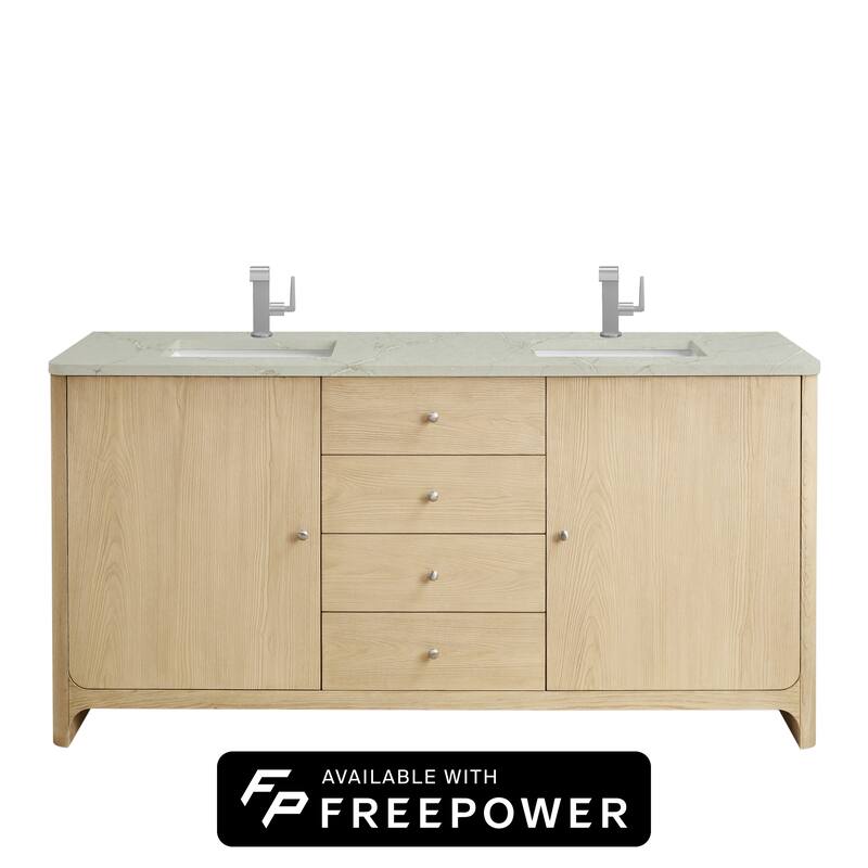 Gracyn 72" D Vanity, Driftwood, w/ FreePower Wireless Charger