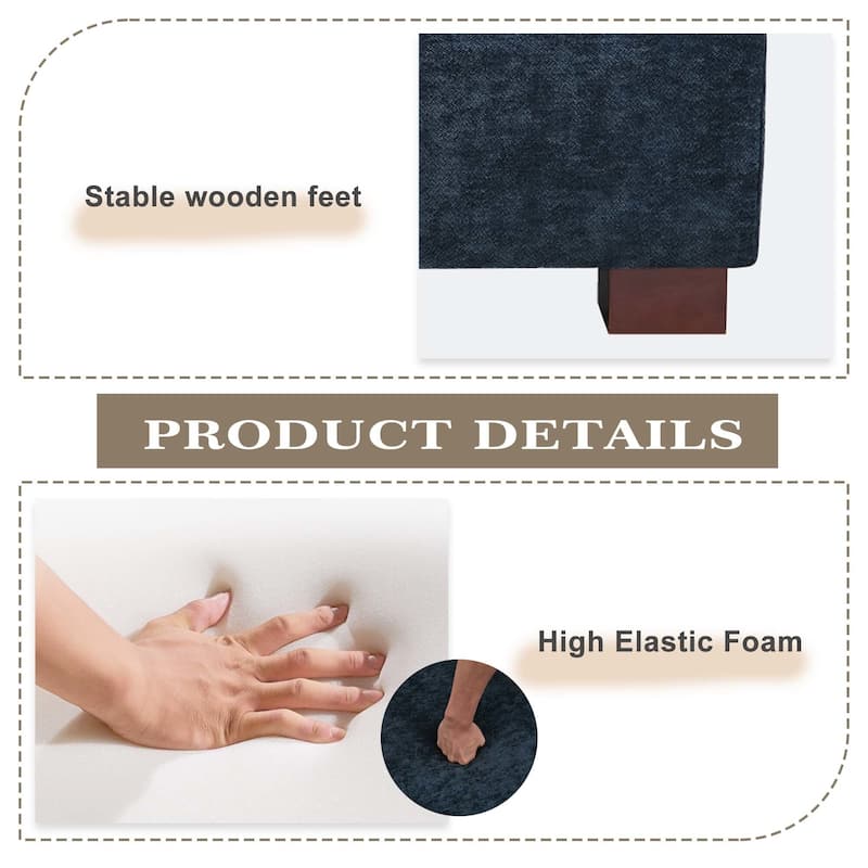 41" W Modern Chenille Corner Arm Accent Chair Sectional Module with Pillows