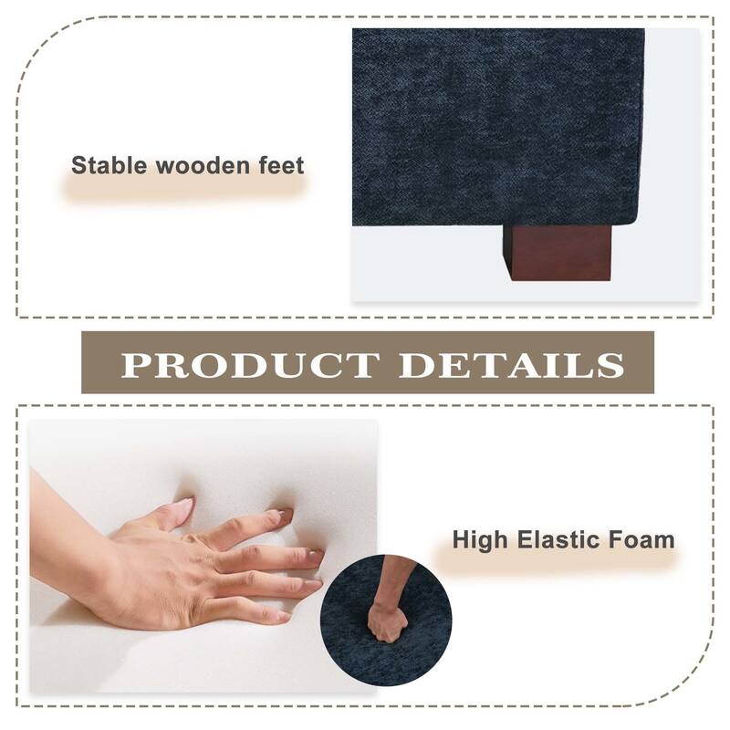 41" W Modern Rectangle Chenille Ottoman