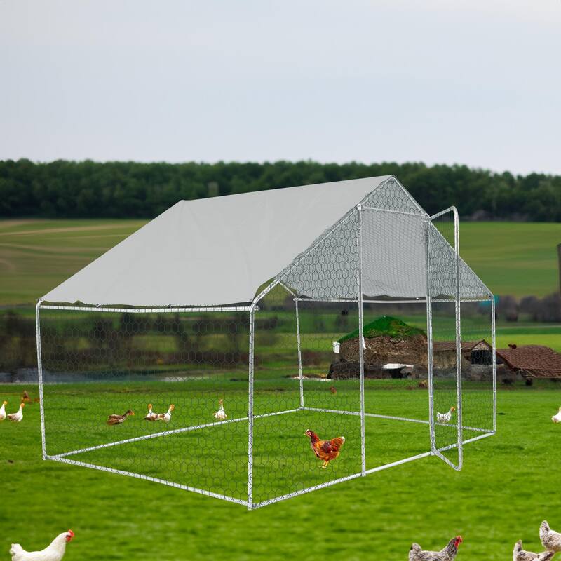 Outdoor chicken coop metal big space 10*6*6FT - White
