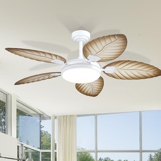52" Waterproof Indoor and Outdoor Ceiling Fans with Lights, APP and Remote Control, Dimmable Farmhouse Ceiling Fan - 52 Inches