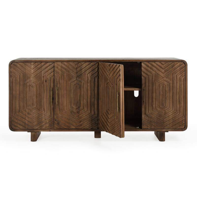 Classic Home Holmes Four Door Mango Wood Sideboard in Brown - 78Wx18Dx25H