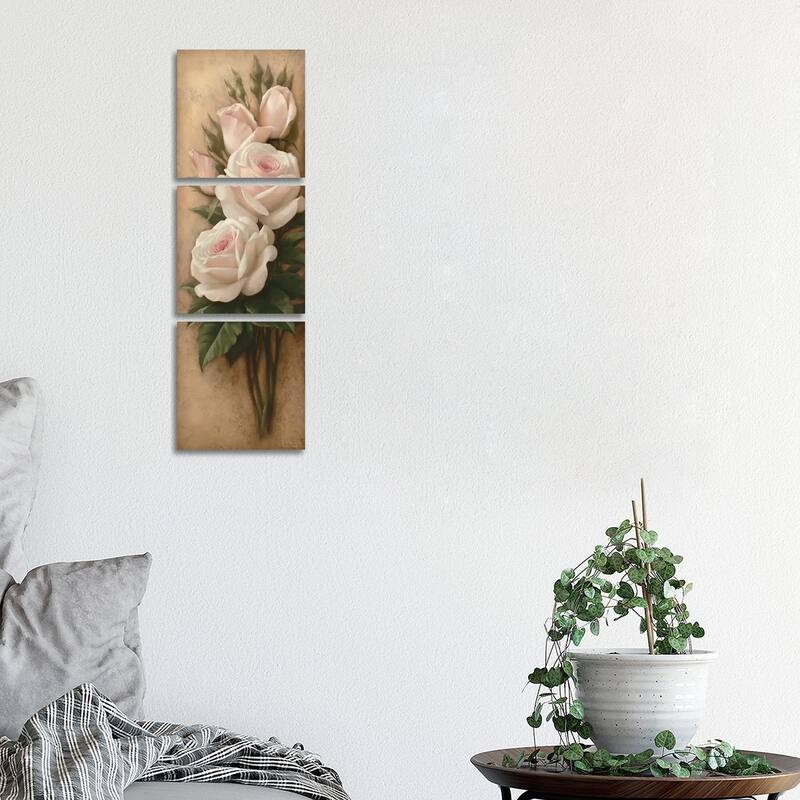 iCanvas "Pink Petals II" by Igor Levashov 3-Piece Canvas Wall Art Set - 36x12x0.75