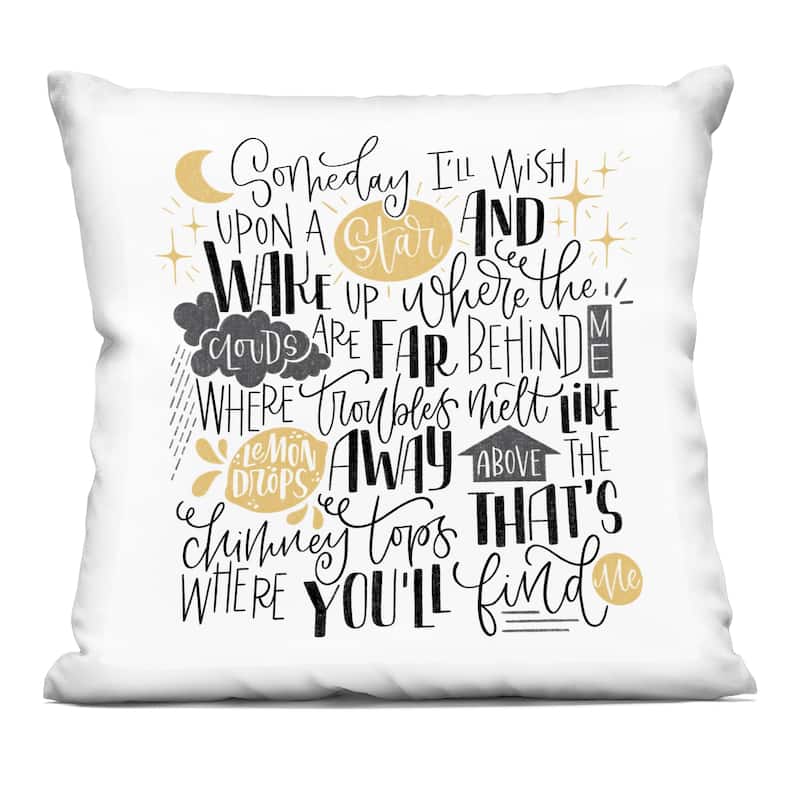 Stupell Over The Rainbow Poem Decorative Printed Throw Pillow Design by Sarah Hickman - Accent - Polyester - Grey - Single