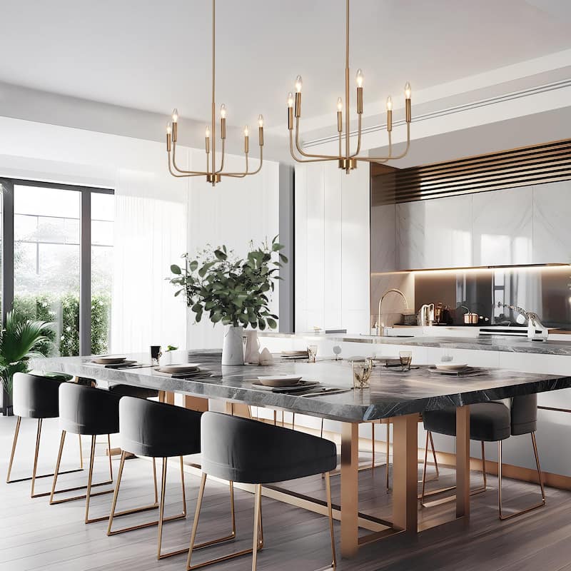 Modern Glam 6-Light Classic Candle Chandelier Gold Franch Country Wheel Dining Room Lighting