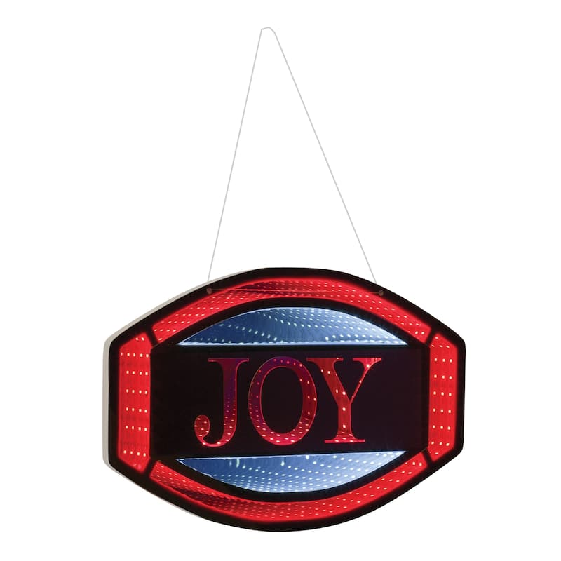 Acrylic Joy Sign with Infinity Lights 15.75 inches Holiday Decor - 9.5” x 0.5” x 15.75” (L x W x H)