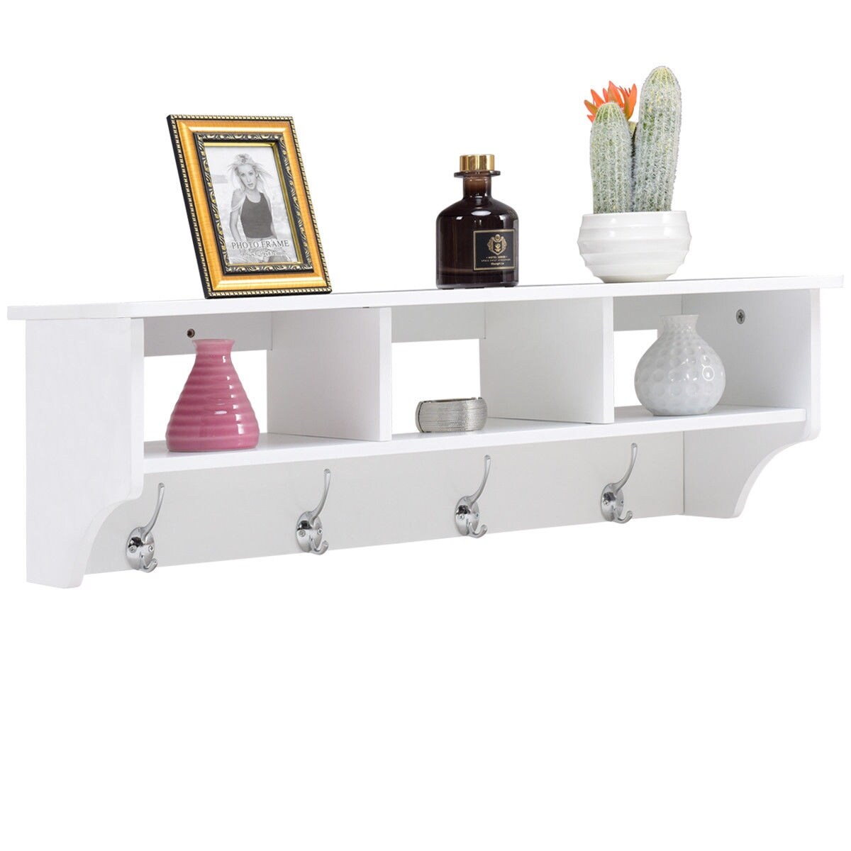 Shop Costway Wall Mount Coat Rack Storage Shelf Cubby Organizer