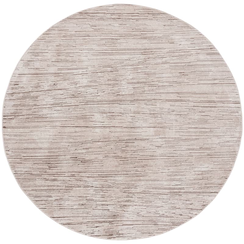 SAFAVIEH Whisper Rosie Modern Abstract Rug - 6'7" Round - Beige/Dark Beig