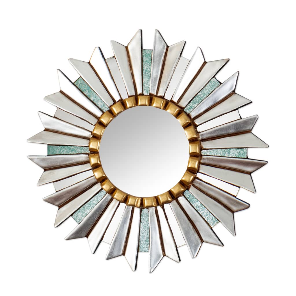 Novica Handmade Lunar Blessing Wood And Aluminum Wall Mirror