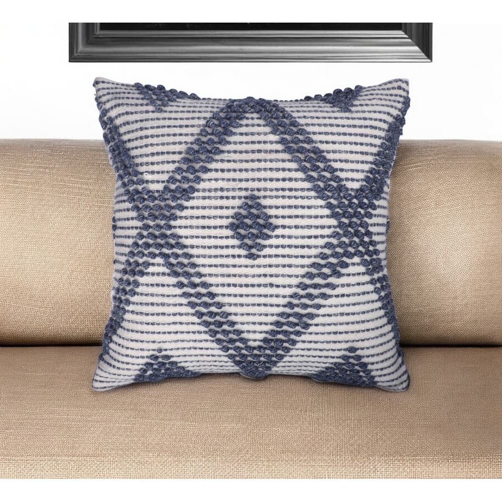 20" Blue Geometric Throw Pillow