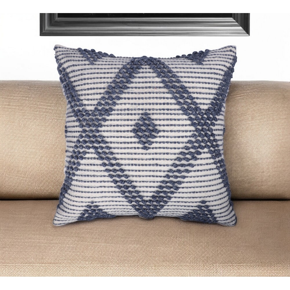 20" Blue Geometric Throw Pillow