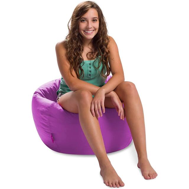 Bean Bag Chair for Kids, Teens and Adults, Comfy Chairs for your Room - 100in Round Bean Bag - Purple