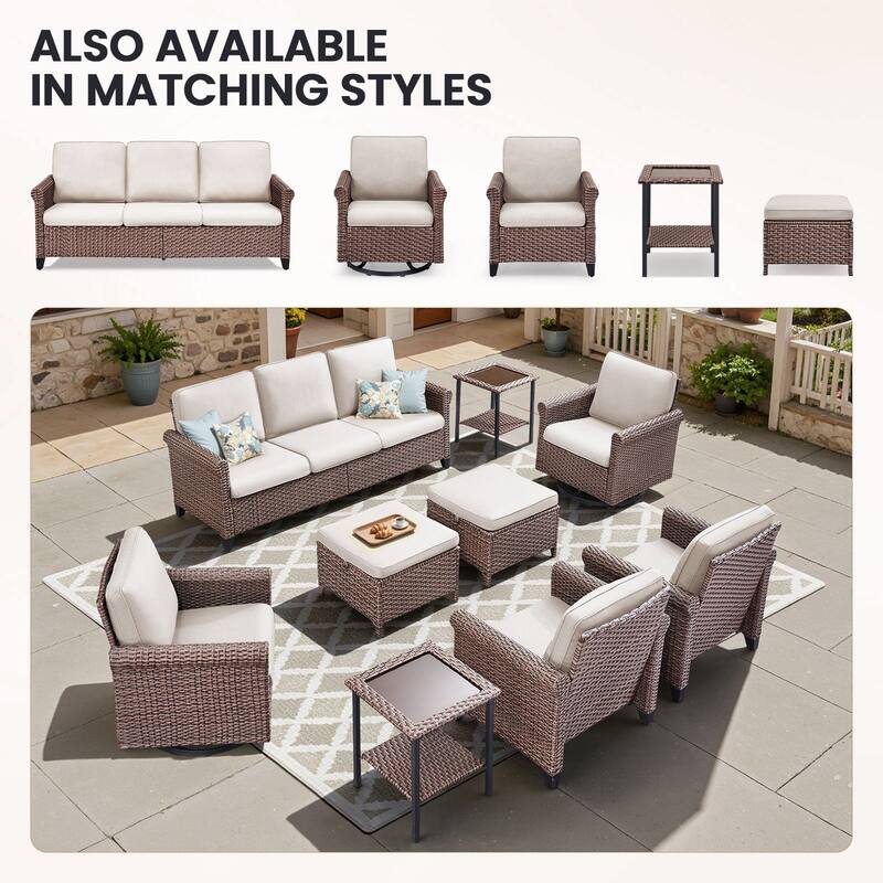 Pocassy Outdoor Sofa Swivel Chairs Patio Chair Funiture Set
