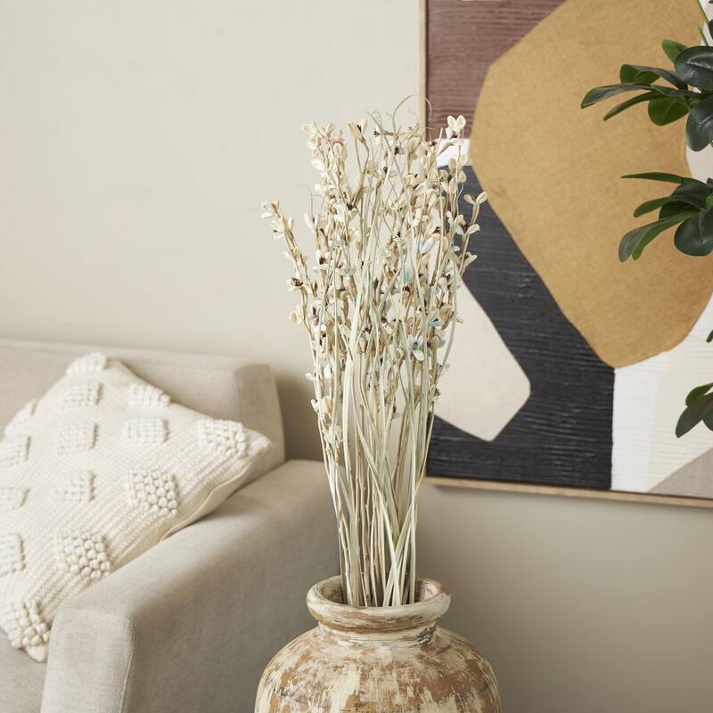 Dried Plant Tall Floral Bouquet Natural Foliage with Brown Stems - Cream - Roche River Decor