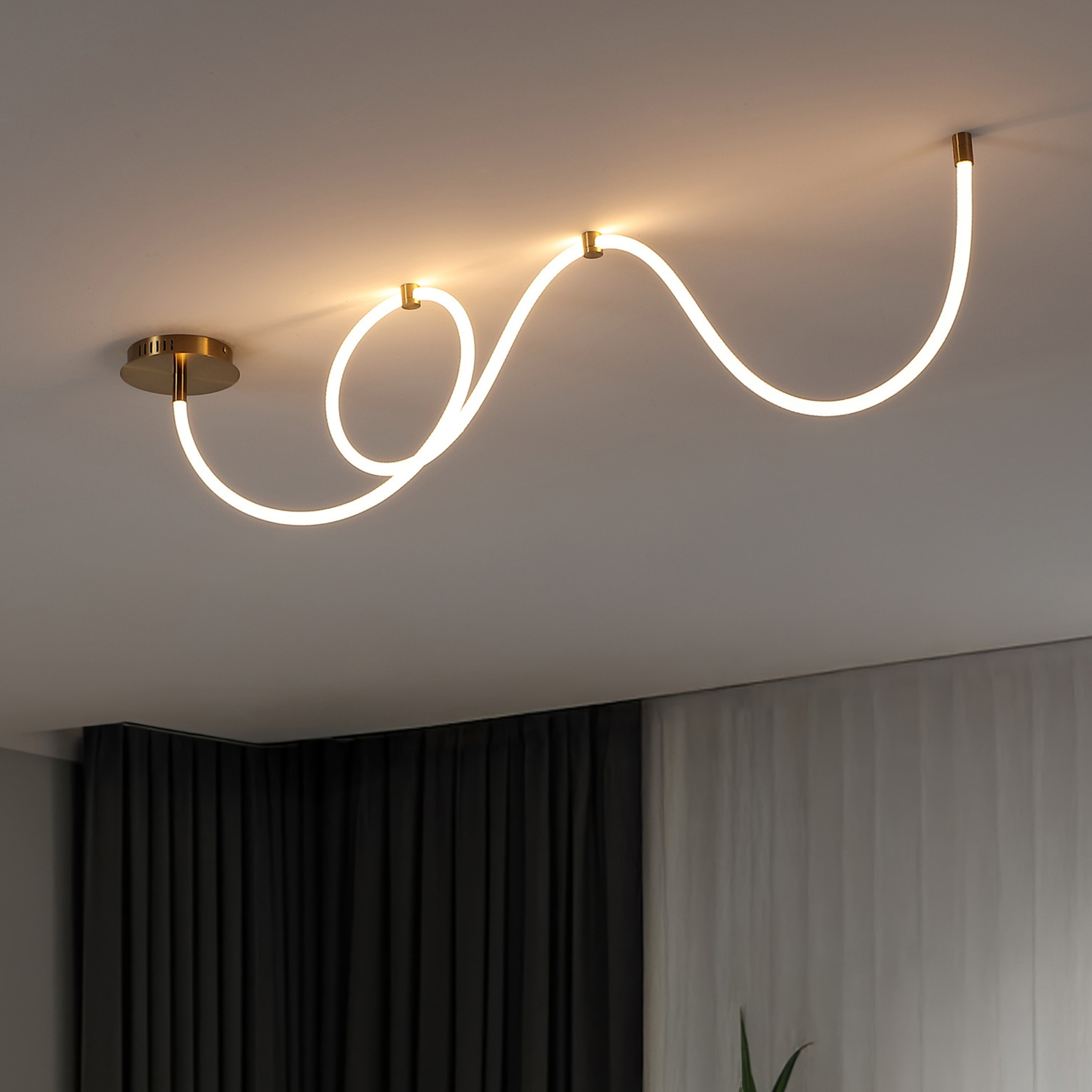 JONATHAN Y Adjustable Silicone Neon Rope LED Flush Mount, Dimmable