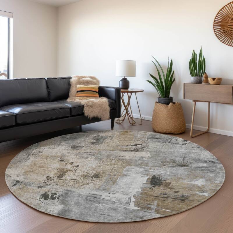 Premium Washable Super Soft Abstrct Flair Mayfield Rug - Gray - 8' x 8'