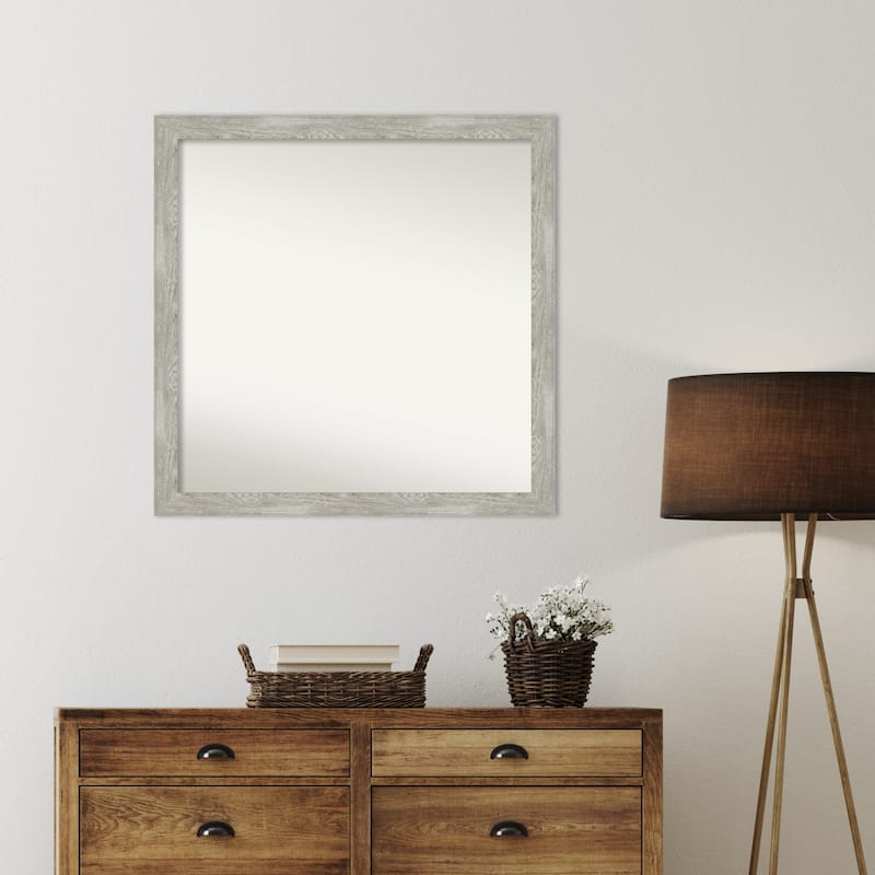 Dove Greywash Narrow Framed Non-Beveled Custom Wall Mirror, Bathroom Vanity Mirror