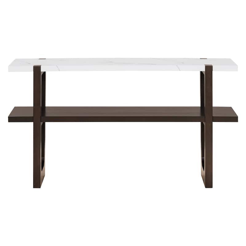 Retro Narrow Console Table with Open Shelf