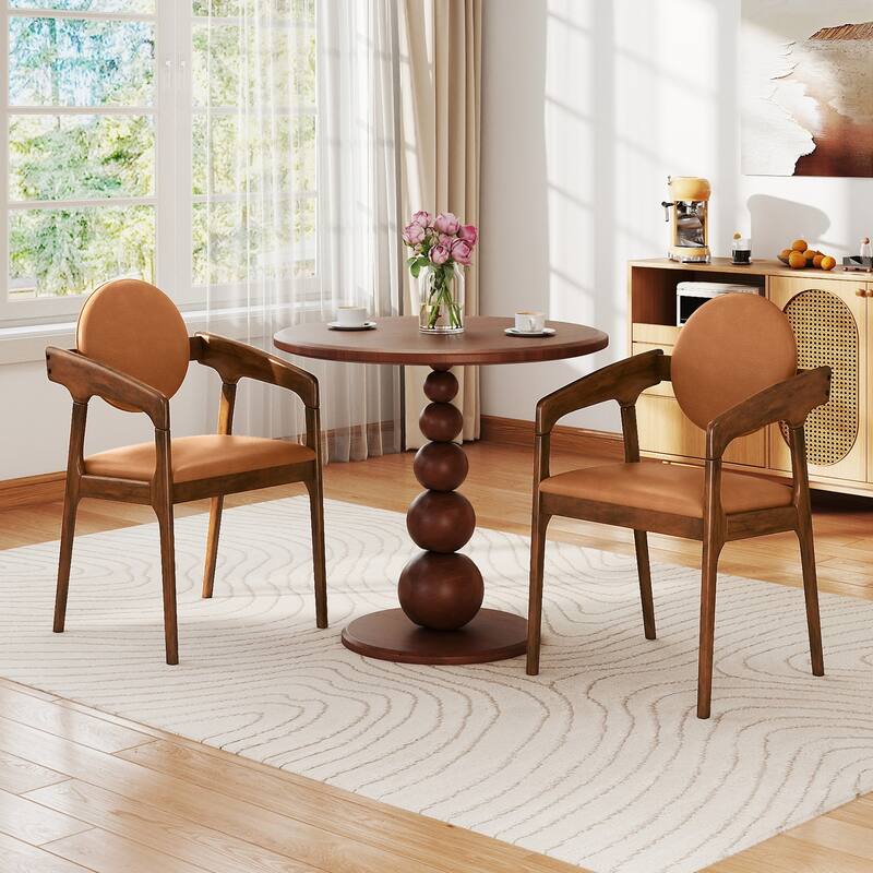 Gymax Wooden Dining Chair Set of 4 w/Rubber Wood Frame Padded Seat &