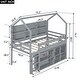 preview thumbnail 5 of 6, Grey Twin Size Pine Wood House Loft Bed with Multiple Storage Shelves, Full-Length Guardrails