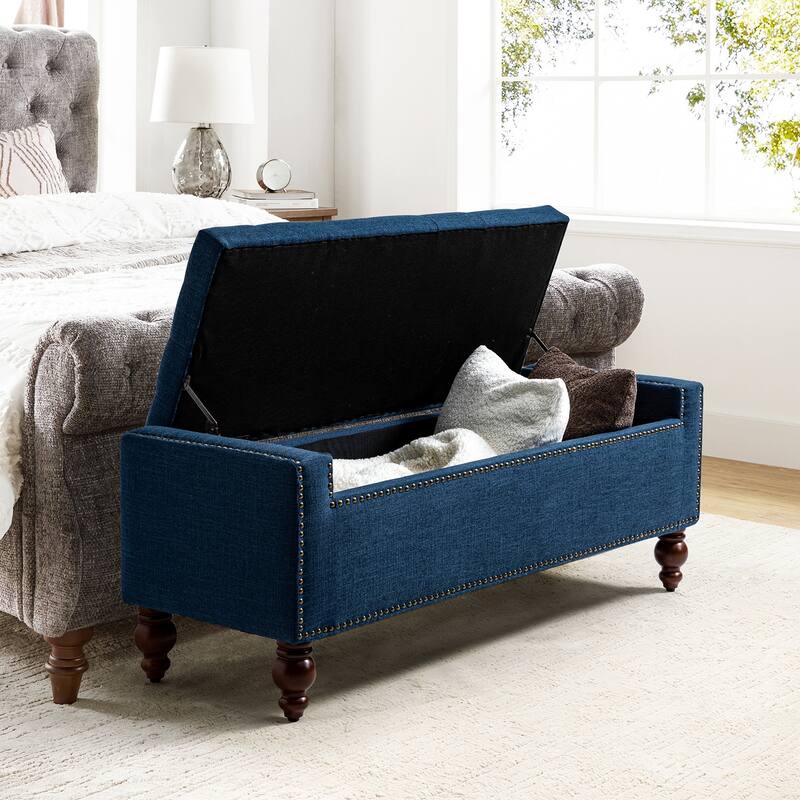 Felix Classic Button-Tufted Storage Bench With Nailhead Trims By HULALA HOME
