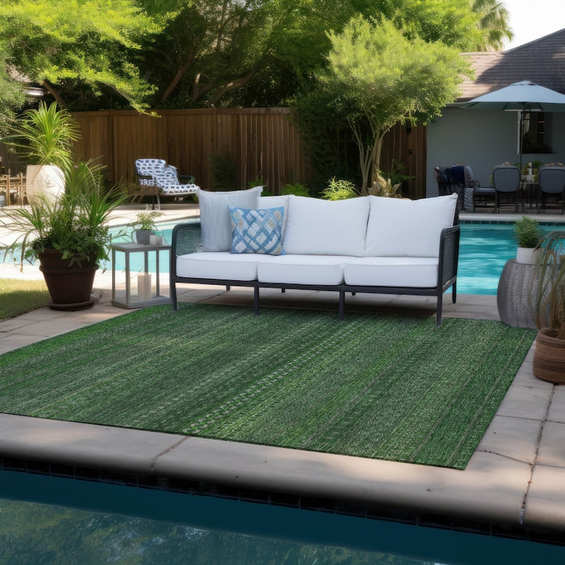 Alfisi Stripe Weather Resistant Timeless Fusion Outdoor Rug