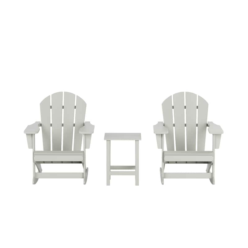 Polytrends Laguna Hdpe All Weather Outdoor Patio Rocking Chairs With Side Table (3-Piece Set)