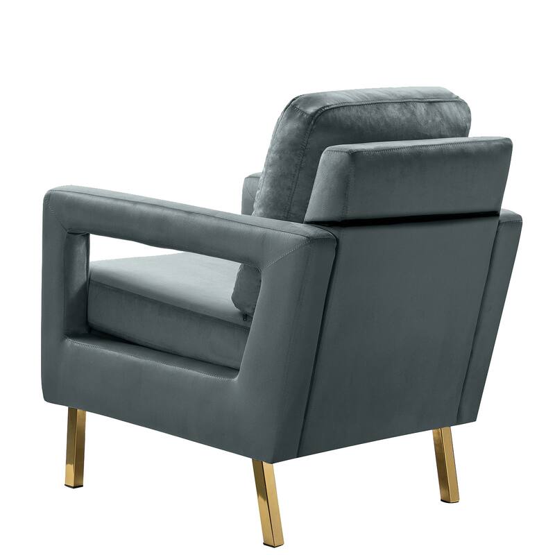 Valentina Comfy Accent Armchair with Golden Metal Legs and Removable Cushions by HULALA HOME