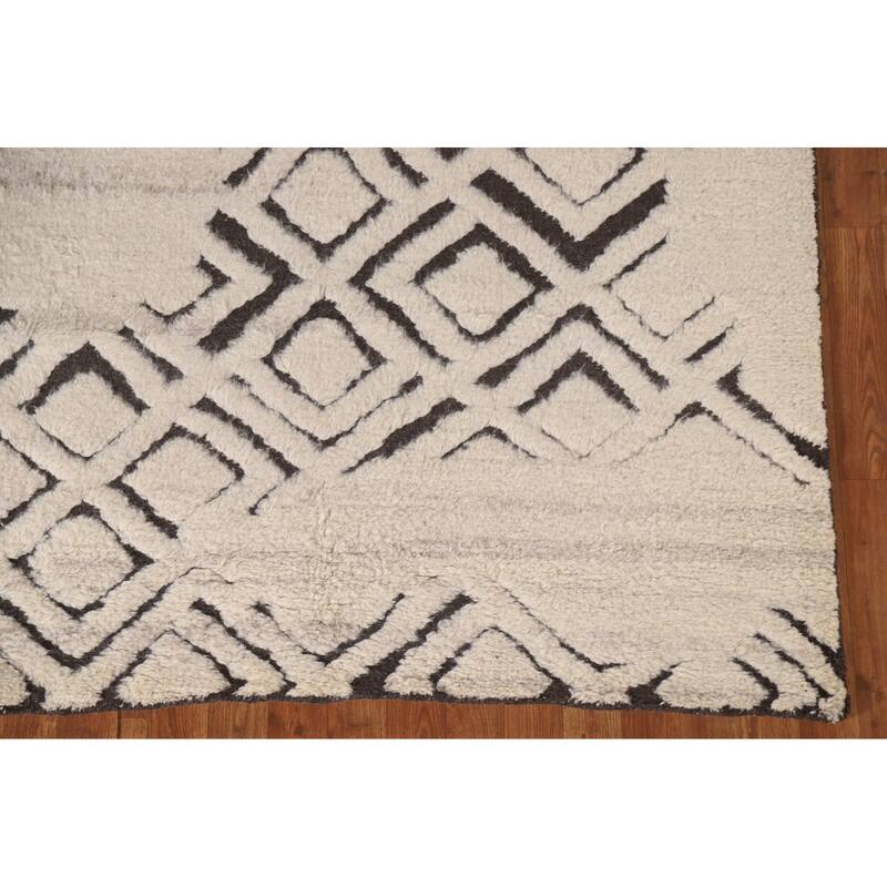 Trellis Moroccan Indian Area Rug Hand-Knotted Wool Carpet - 5'2"x 7'11"