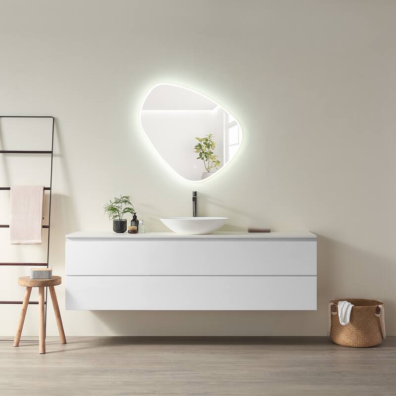 Altair Rasso Novelty Frameless Modern Bathroom Vanity LED Lighted Wall Mirror