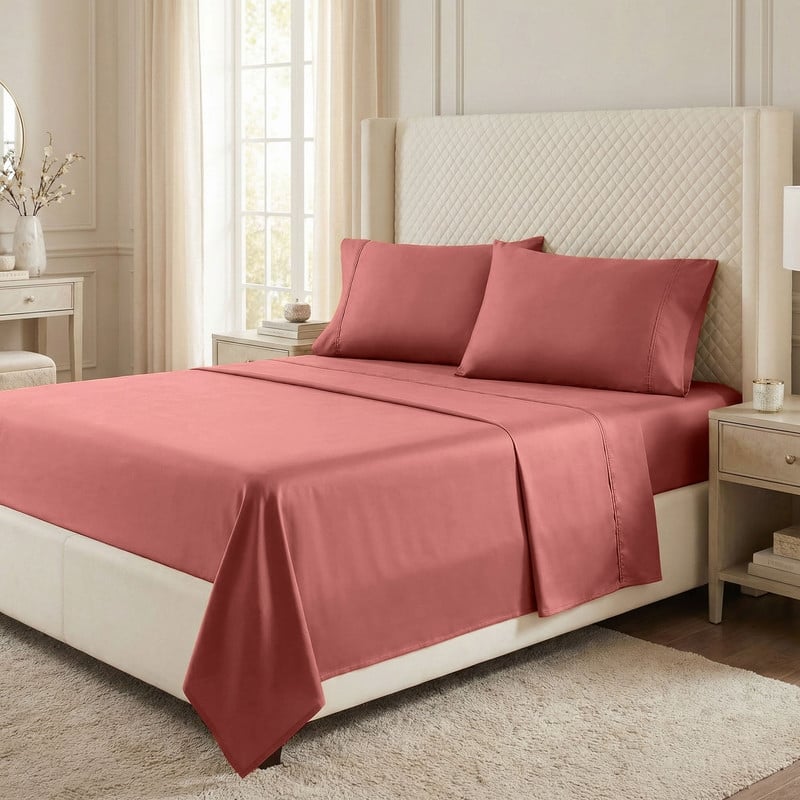 Superior Egyptian Cotton 530 TC Sheet Set Sateen Weave, Deep Pocket, Ultra‑Soft & Breathable Bedding