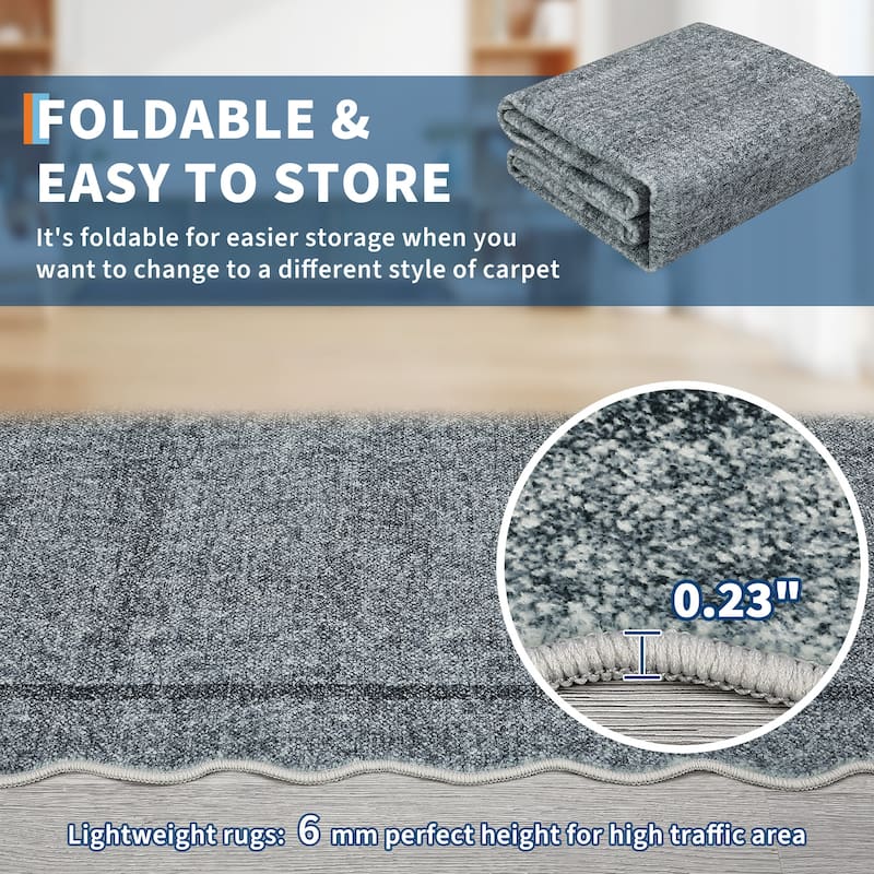 Garvee Scallop Solid Washable Area Rug