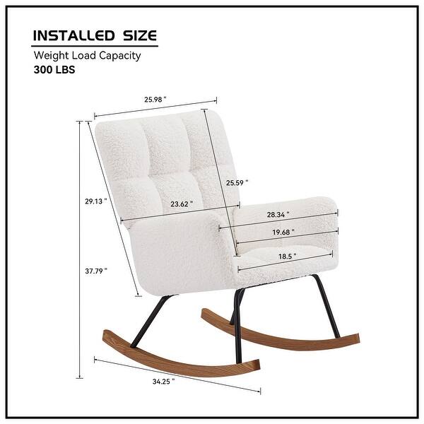 dimension image slide 0 of 2, Rocking Chair Nursery Glider Chair High Back Rocking Armchair Upholstered Lounge Chair